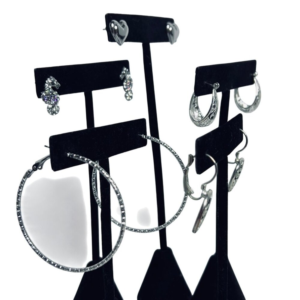 Lot of 5 Silver Tone Pierced Earrings (5838) - Picture 7 of 9